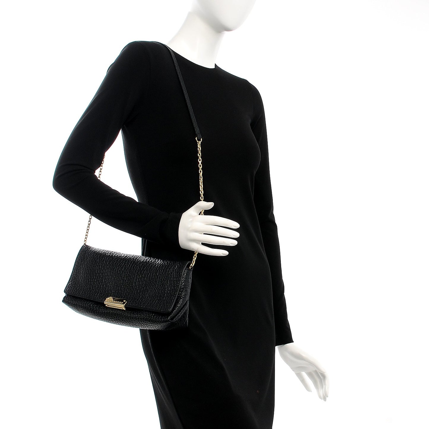 Signature Grain Medium Mildenhall Crossbody Bag Black