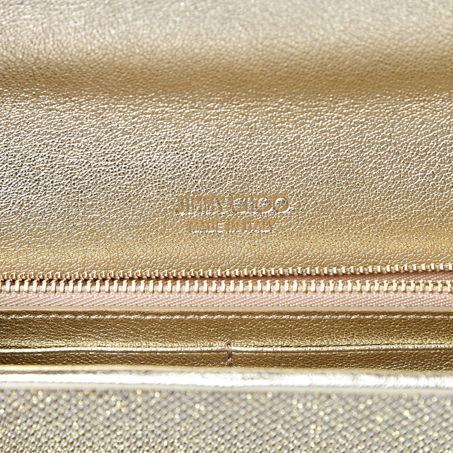 Jimmy Choo Glitter Fabric Milla Chain Wallet Champagne 5 of 9