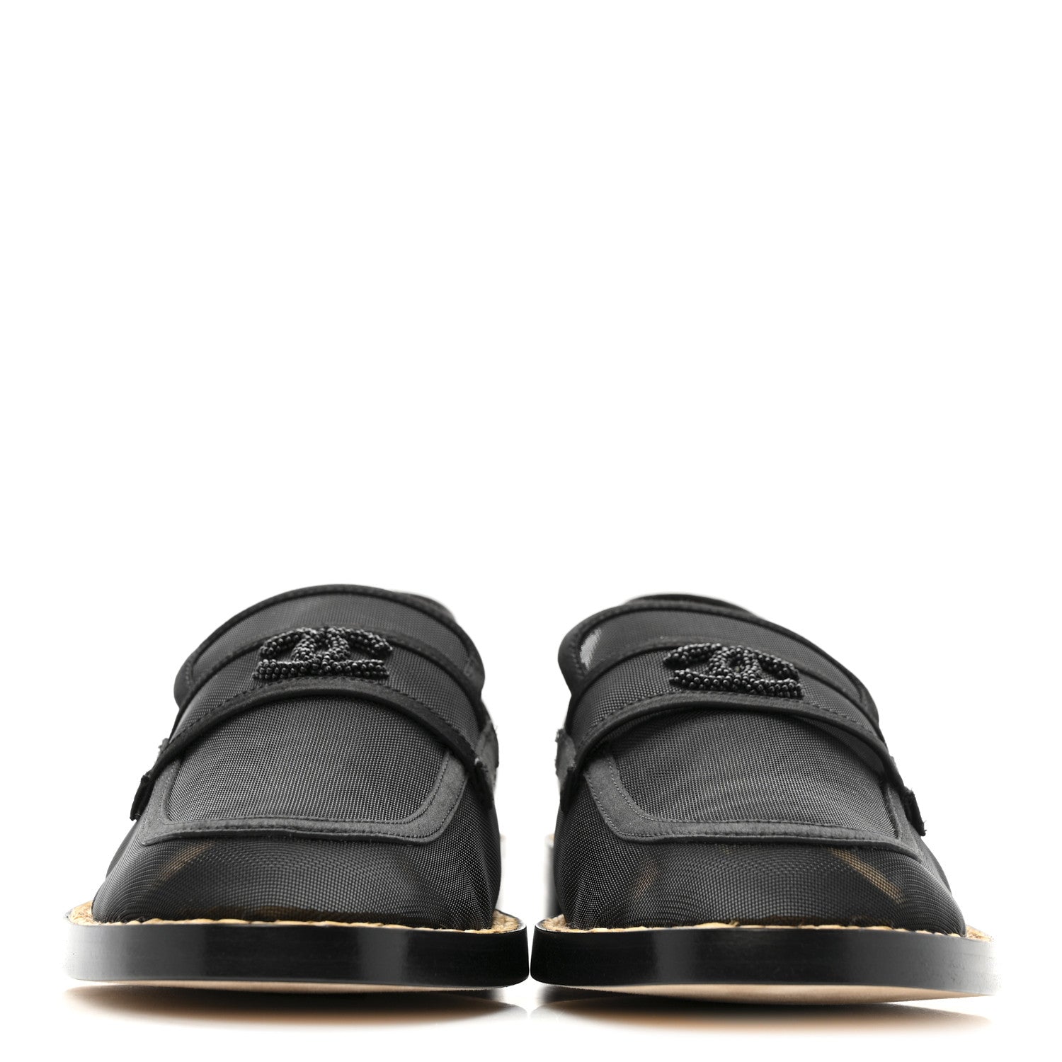 Chanel Mesh Satin CC Loafers 39 Black 3 of 13