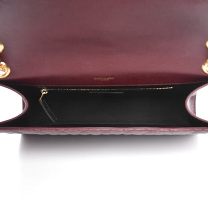 Saint Laurent Grain De Poudre Mixed Matelasse Large Triquilt Monogram Satchel Rouge Legion 5 of 9
