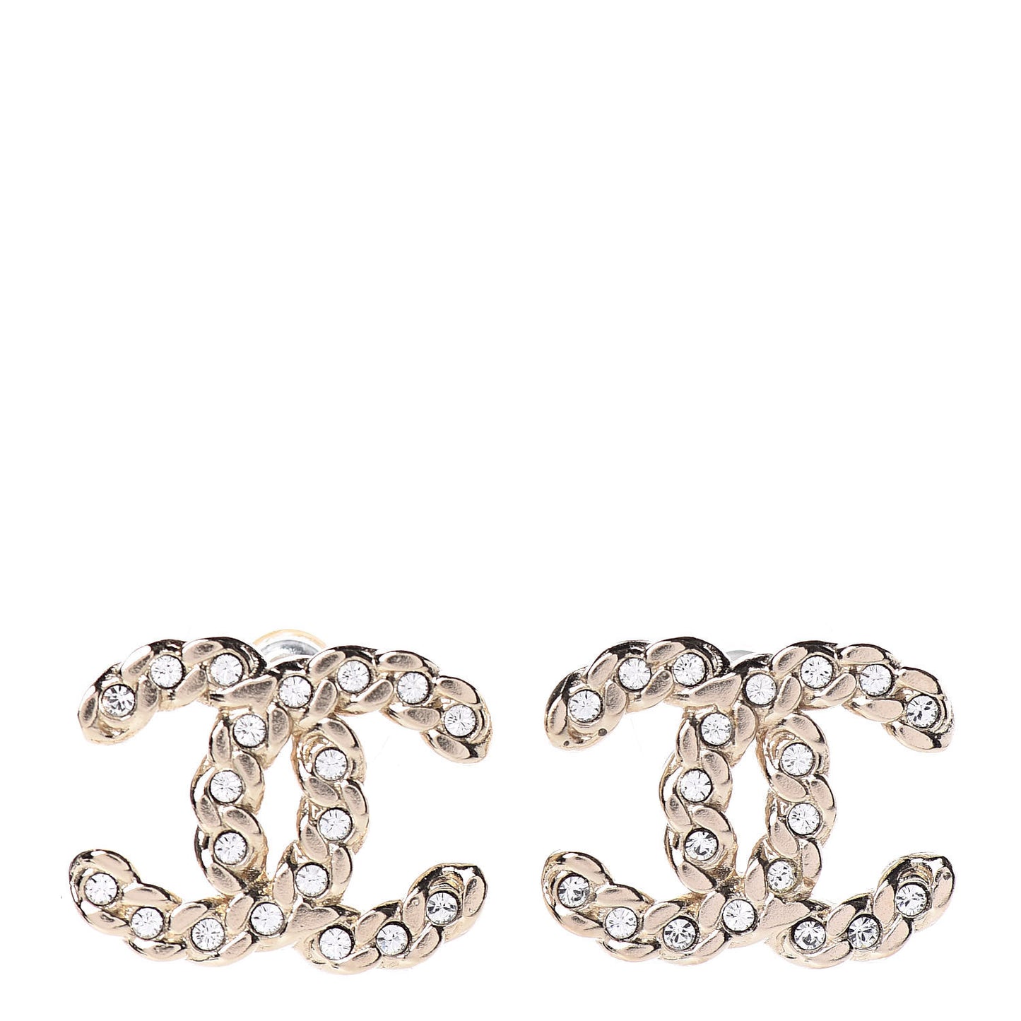 Crystal CC Large Stud Earrings Gold