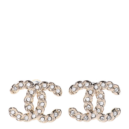 Chanel Crystal CC Large Stud Earrings Gold 1 of 5