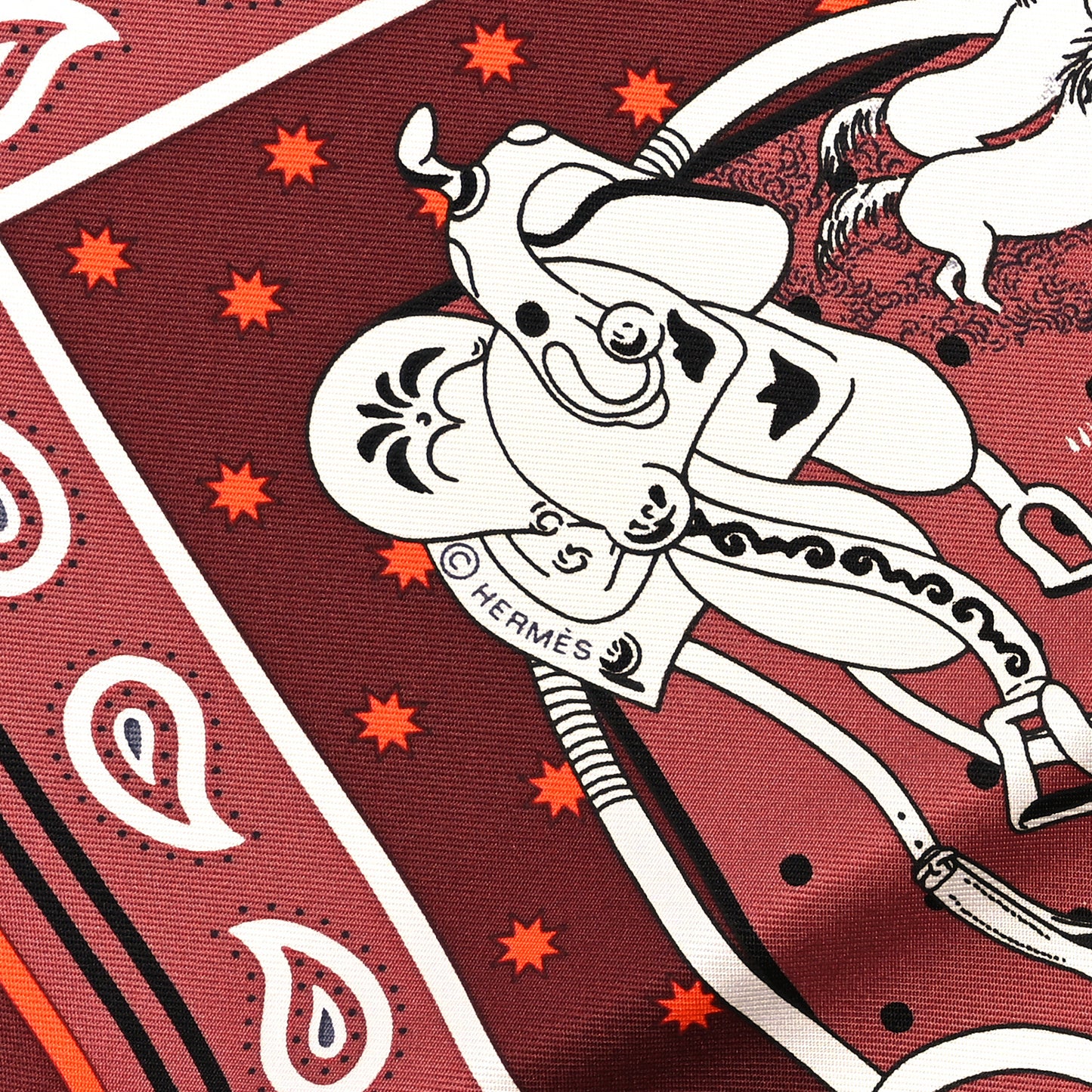 Silk Les Mustangs Bandana 55 Lie De Vin Orange