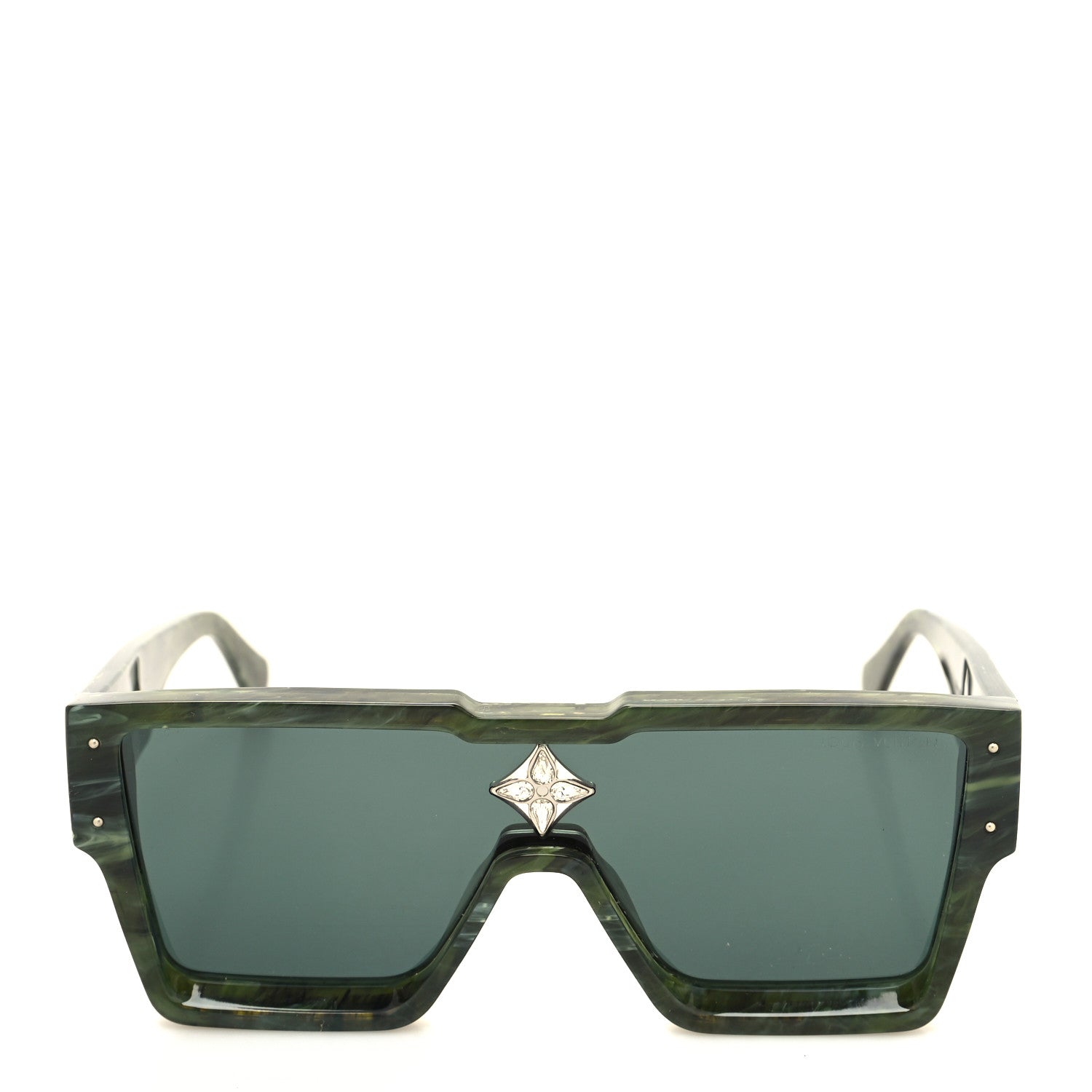 Louis Vuitton Acetate Marble Effect Swarovski Cyclone Sunglasses Z1552W Green 2 of 7