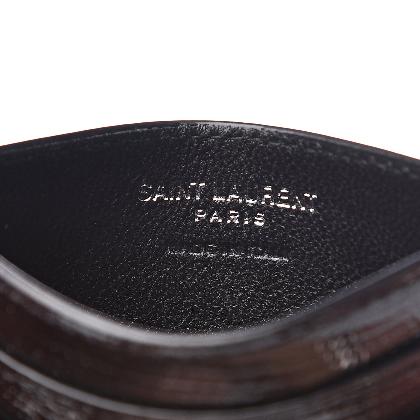 Patent Tejus Lizard Calfskin Embossed Card Case Black