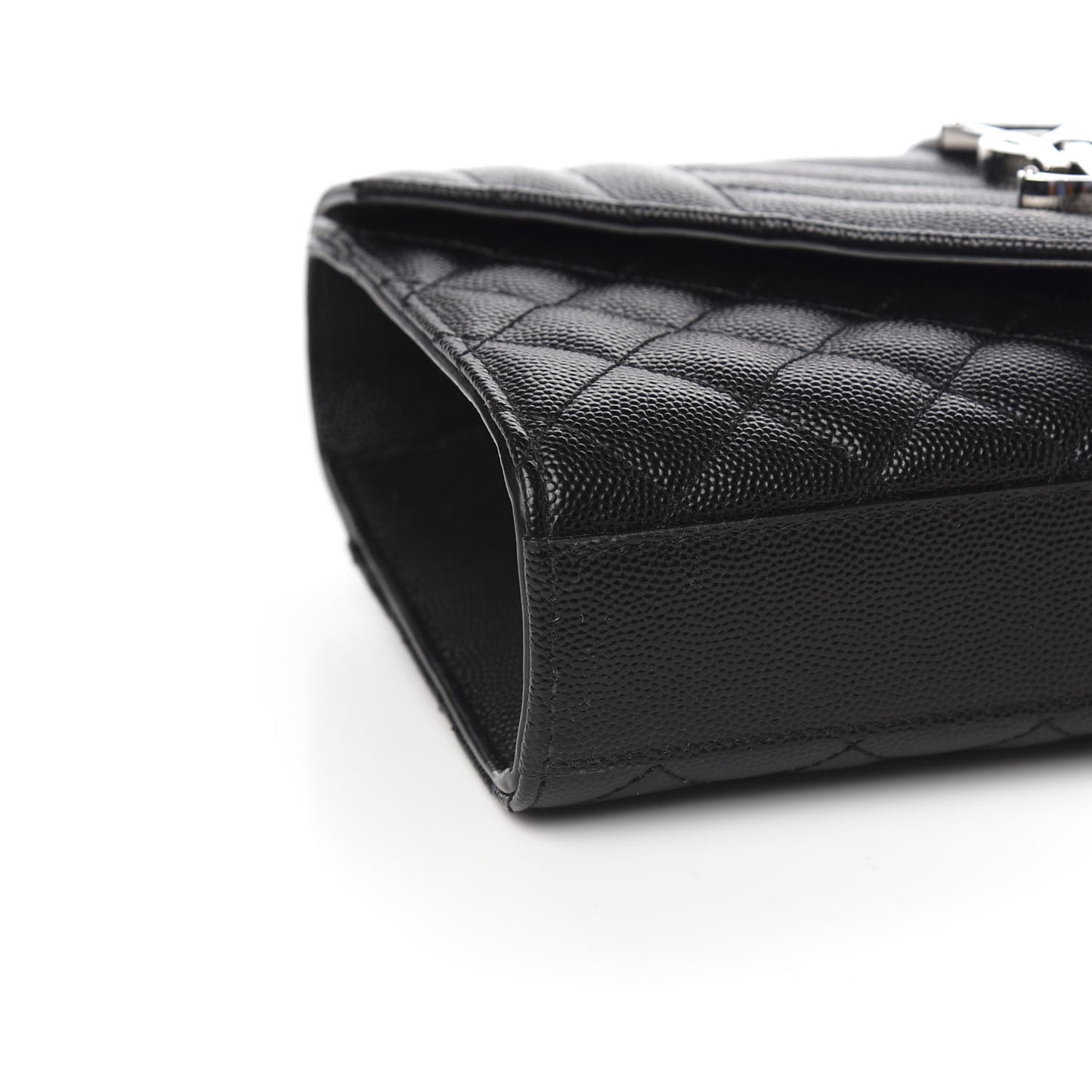 Grain De Poudre Textured Mixed Matelasse Triquilt Small Monogram Satchel Black
