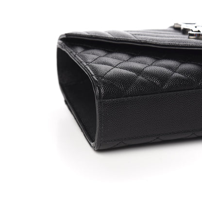 Saint Laurent Grain De Poudre Textured Mixed Matelasse Triquilt Small Monogram Satchel Black 3 of 8