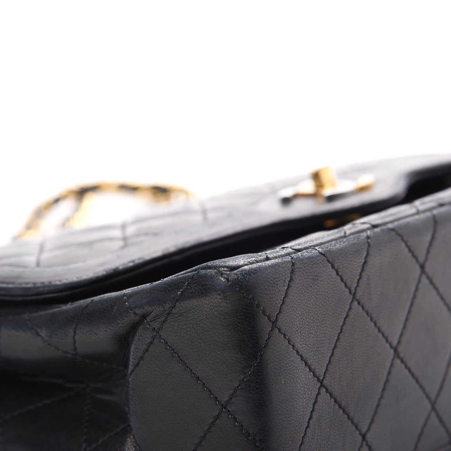 Lambskin Quilted Medium Double Flap Black