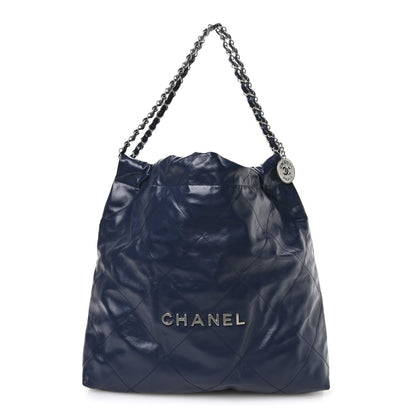 Chanel Shiny Calfskin Quilted Chanel 22 Navy Blue 1 of 11