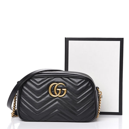 Gucci Calfskin Matelasse Small GG Marmont Chain Shoulder Bag Black 11 of 11