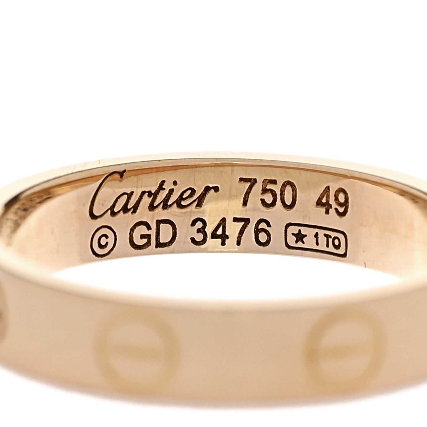 18K Yellow Gold 3.5mm LOVE Wedding Band Ring 49 5