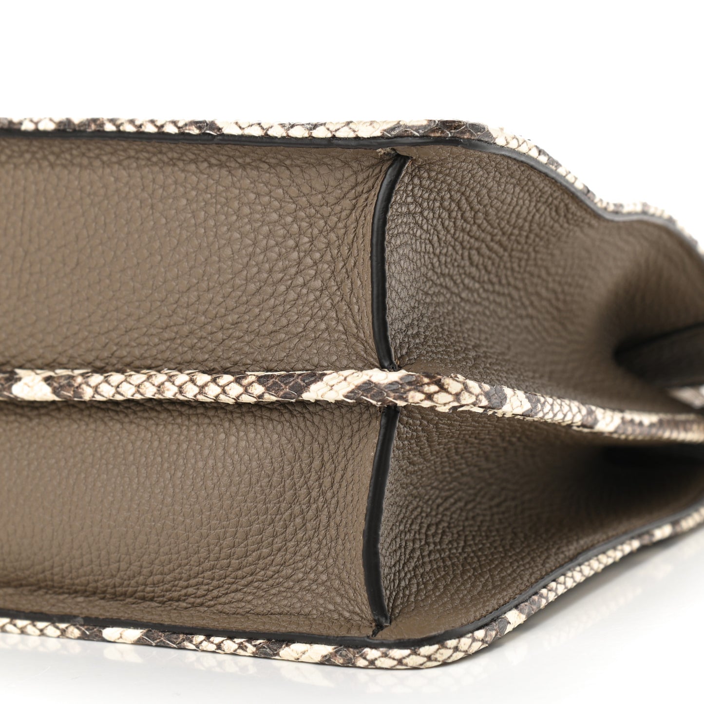 Cuoio Romano Elaphe Chamois Python Print Medium Peekaboo I SEE U Satchel Tartufo