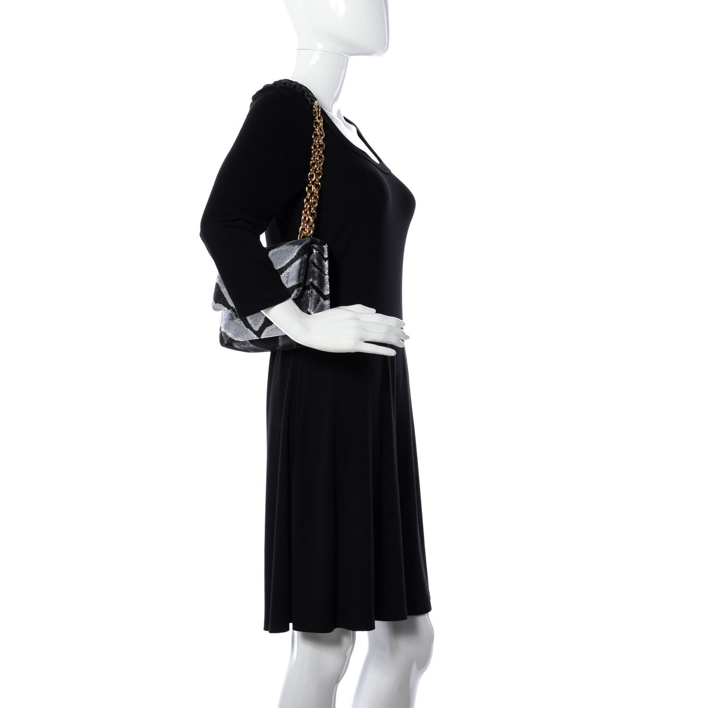 Sequin Zebra Print Natalia Large Bag Black Silver