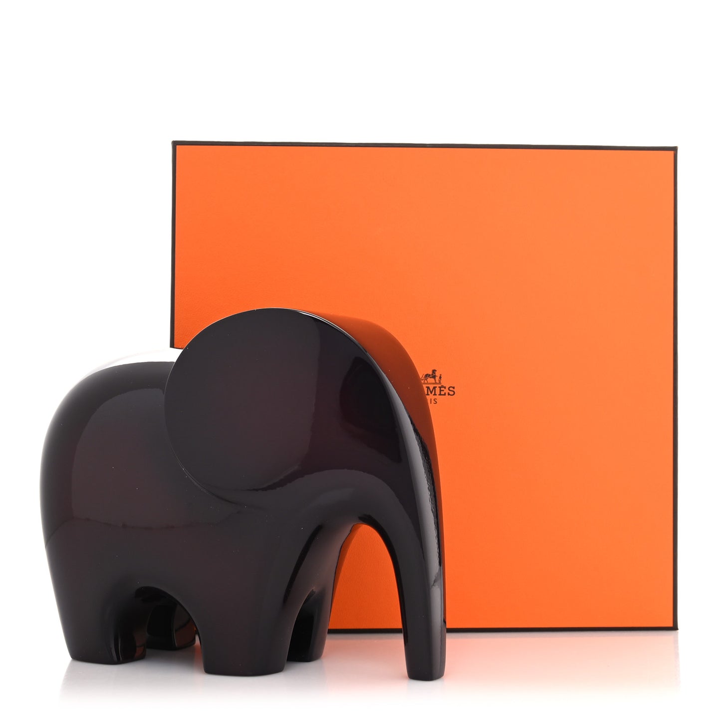 Lacquered Wood Elephant Lao Paperweight Aubergine