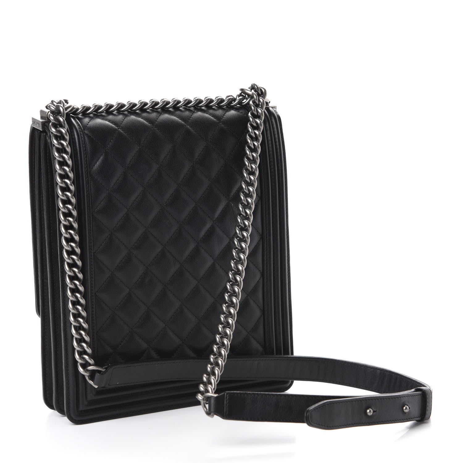 Chanel Calfskin Quilted North South Boy Flap Black 3 of 11