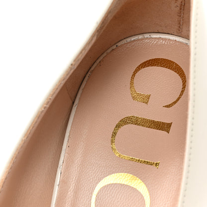 Gucci Regent Calfskin Crystal Removable Bow Elaisa Platform High Heel Pumps 37 White Magnolia 9 of 14