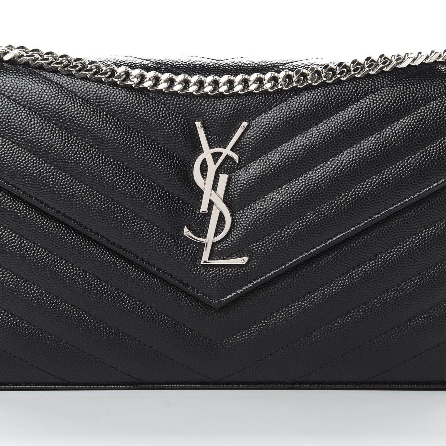 Grain De Poudre Matelasse Chevron Monogram Chain Wallet Black