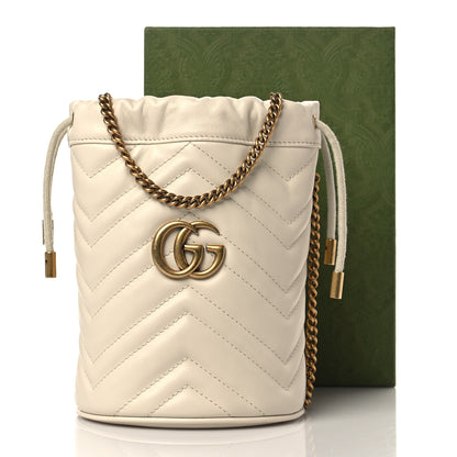 Gucci Calfskin Matelasse Mini GG Marmont 2.0 Bucket Bag White 10 of 10