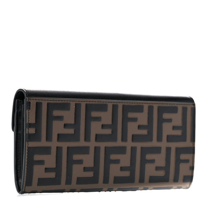 Fendi Vitello Liberty F is Fendi Bi-Color FF 1974 Embossed Continental Envelope Wallet Maya Black 3 of 9