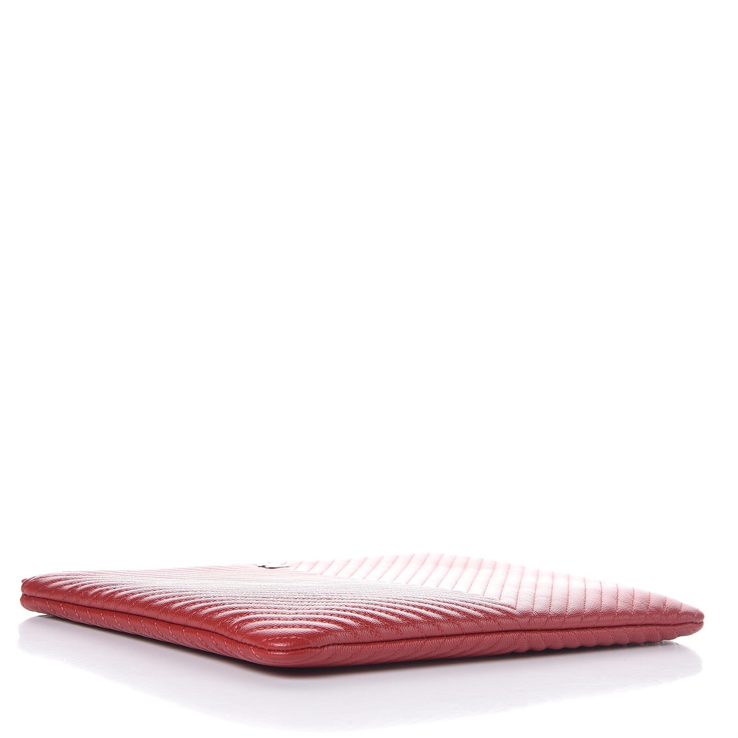 Chanel Caviar Chevron Quilted Medium Cosmetic Case Dark Red 4 of 8