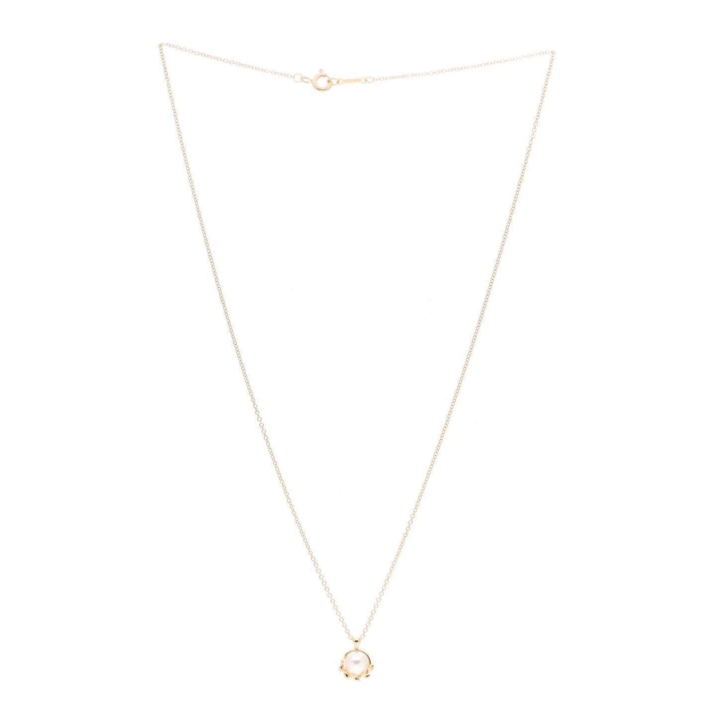 18K Yellow Gold Pearl Paloma Picasso Olive Leaf Pendant Necklace