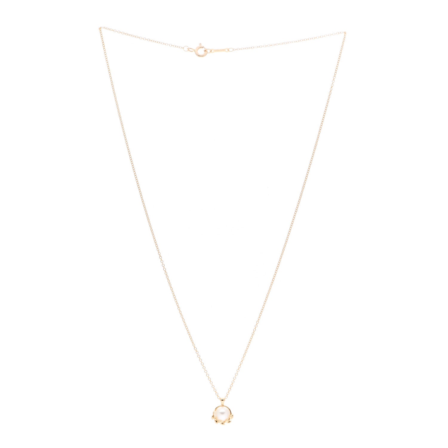 Tiffany 18K Yellow Gold Pearl Paloma Picasso Olive Leaf Pendant Necklace 3 of 6