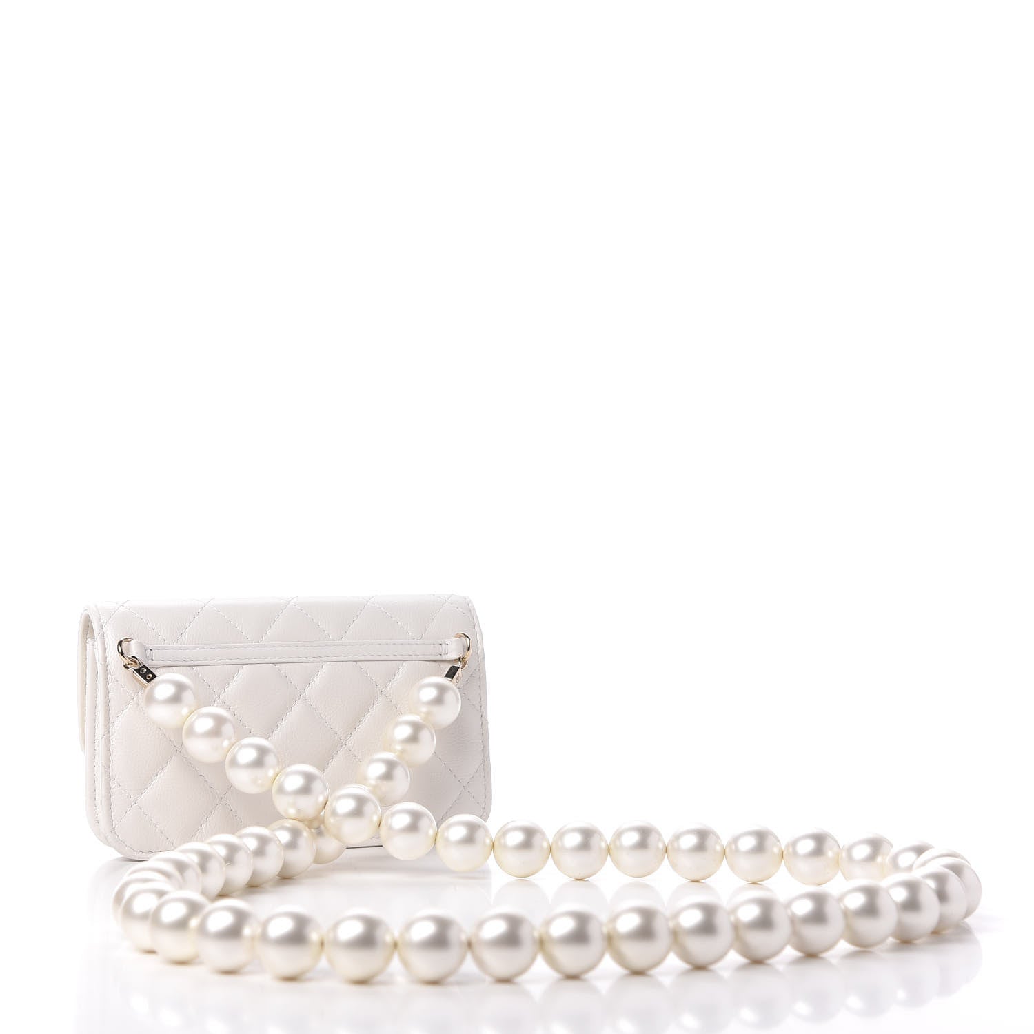 Chanel Calfskin Quilted Maxi Pearls Clutch With Chain White 3 of 10