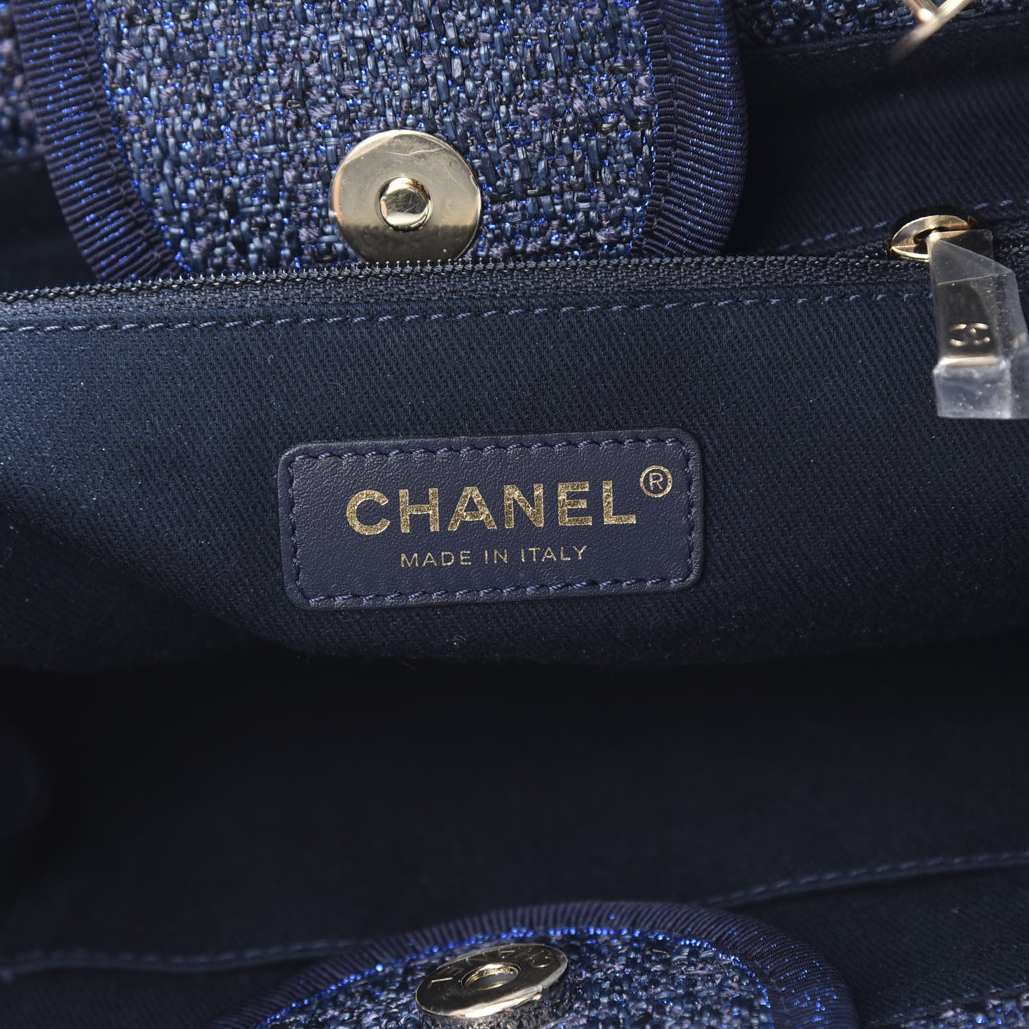 Chanel Lurex Canvas Medium Deauville Tote Navy Blue 5 of 9