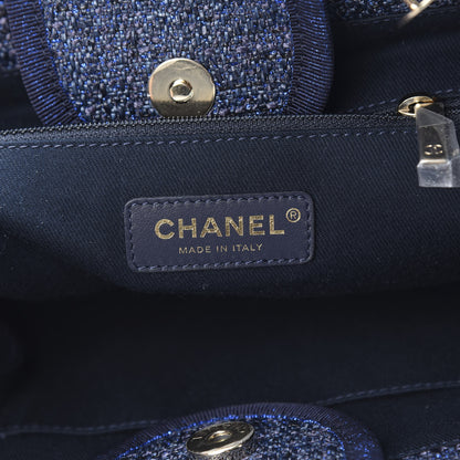 Chanel Lurex Canvas Medium Deauville Tote Navy Blue 5 of 9