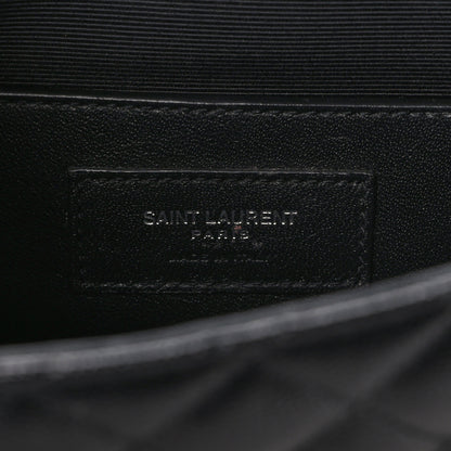 Saint Laurent Grain De Poudre Textured Mixed Matelasse Triquilt Small Monogram Satchel Black 6 of 10