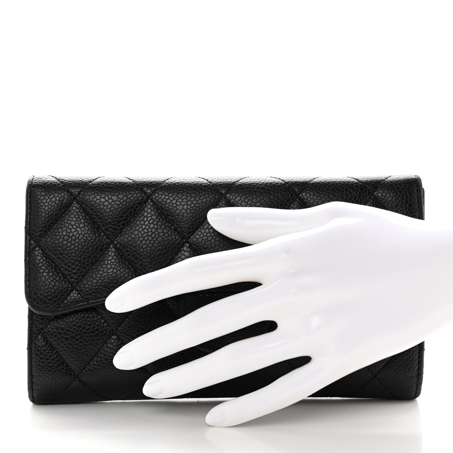 Caviar Quilted Large Flap Wallet Black
