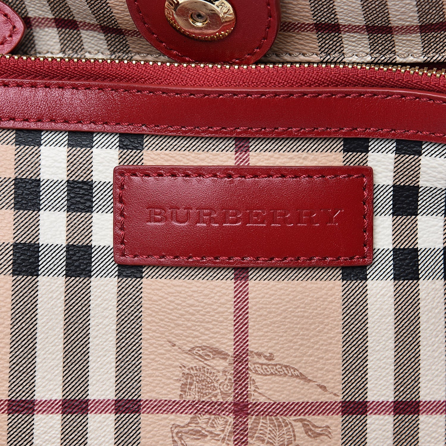 Burberry Haymarket Check Small Canterbury Tote Military Red 6 of 14
