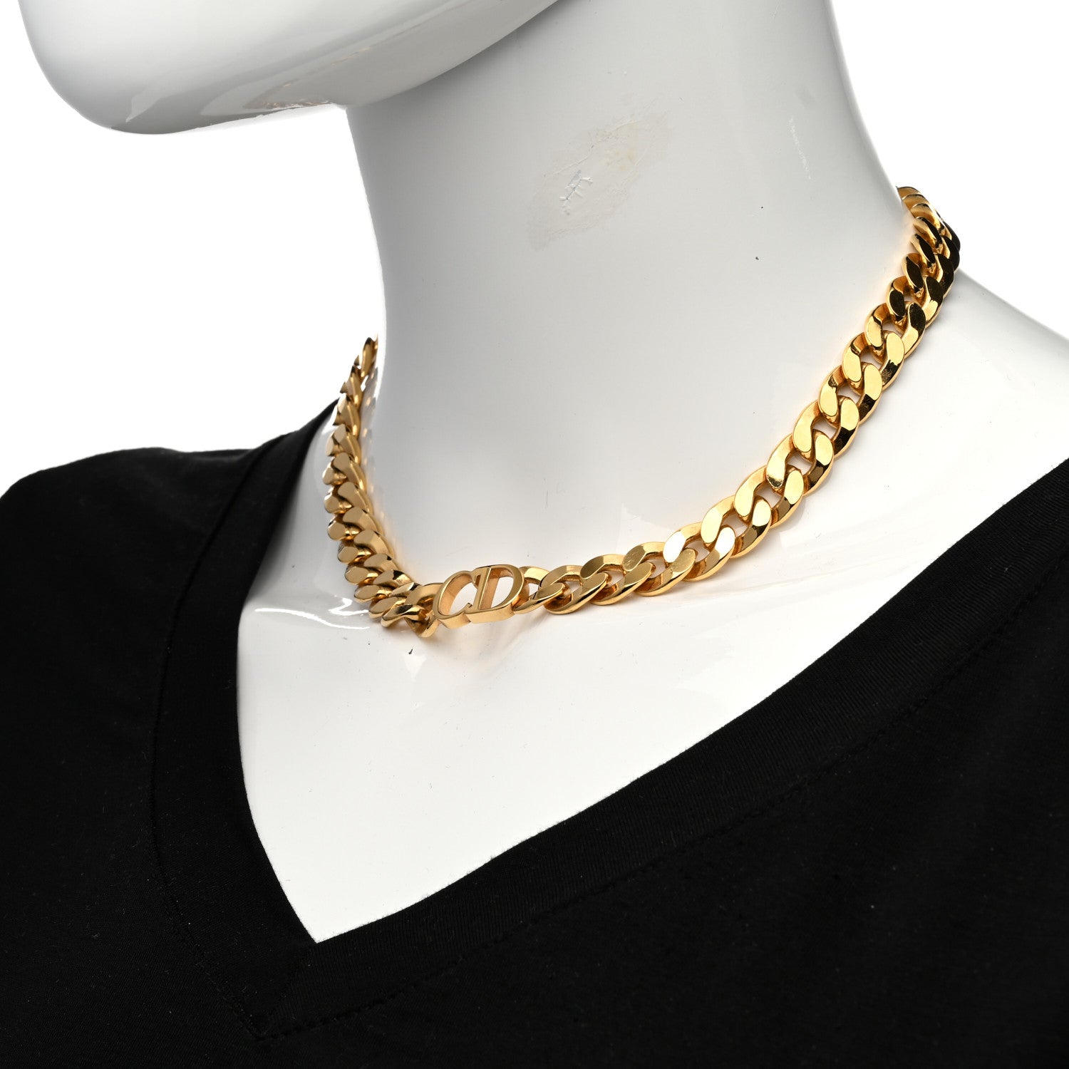 Christian Dior Metal Danseuse Etoile Chain Choker Necklace Gold 2 of 5