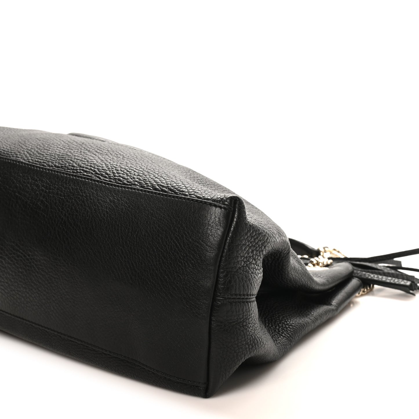 Pebbled Calfskin Medium Soho Chain Shoulder Bag Black