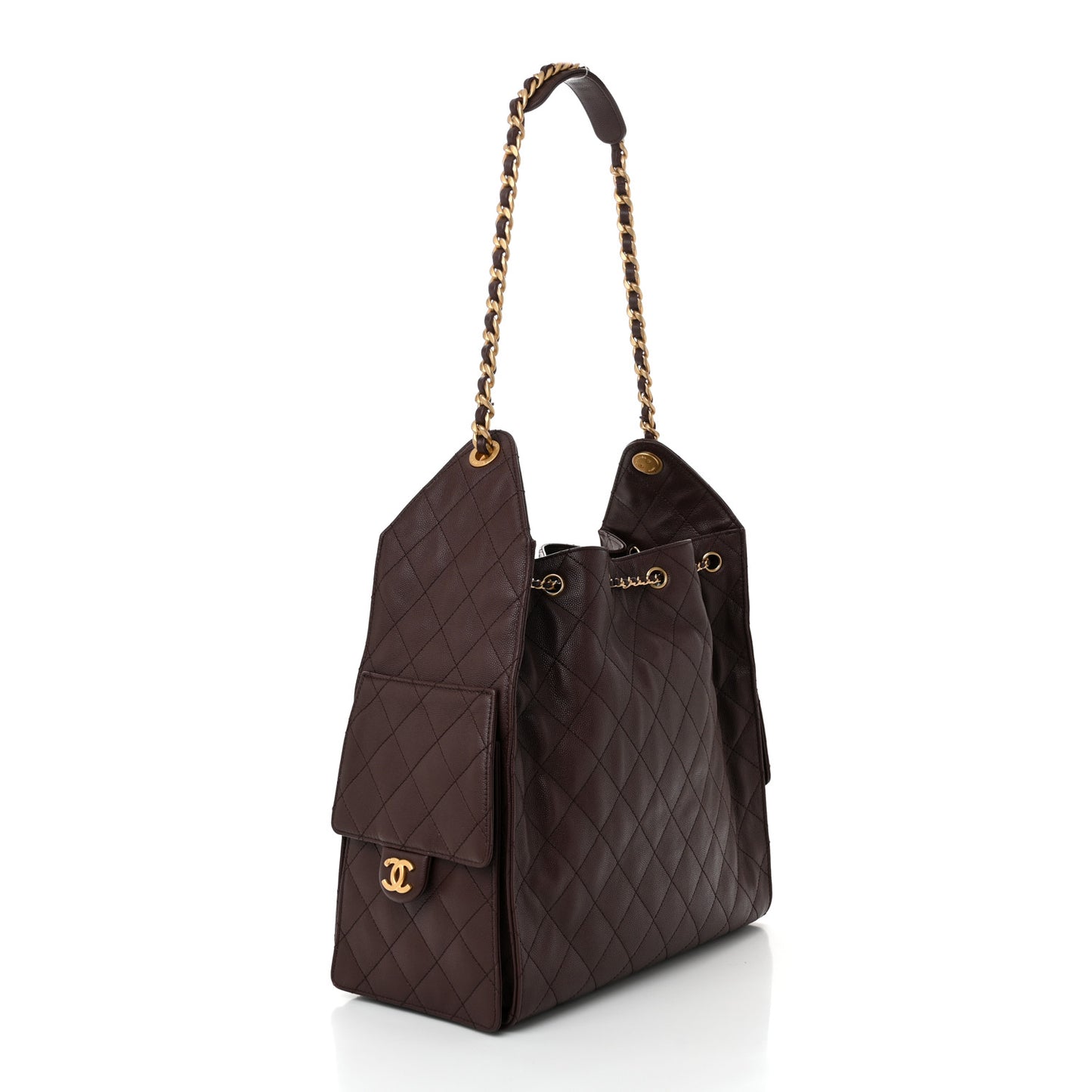 Caviar Quilted Medium Chanel 25 Handbag Dark Brown