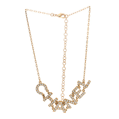 Chanel Metal Crystal 90's Icon Logo Necklace Gold 3 of 6