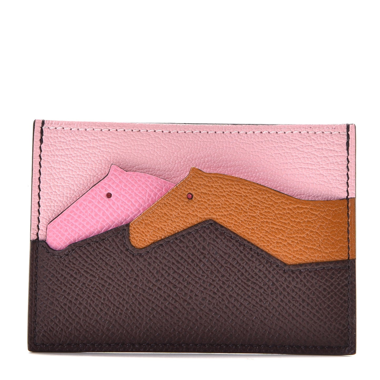 Epsom Chevre Mysore Les Petits Chevaux Card Holder Rouge Sellier Caramel Pink Rose Sakura