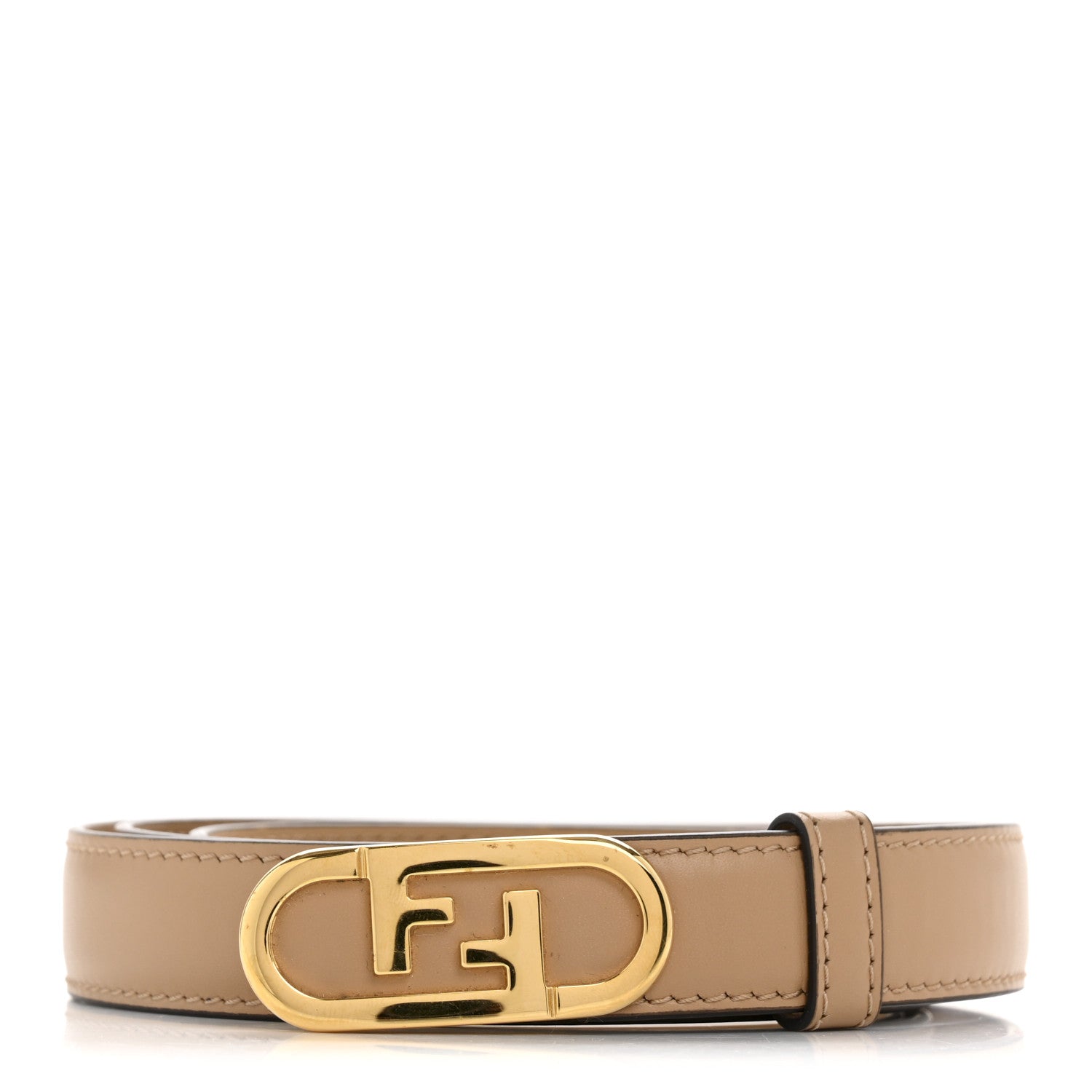 Fendi Vitello King Fendi O'Lock 2CM Belt 75 30 Tortora 1 of 6