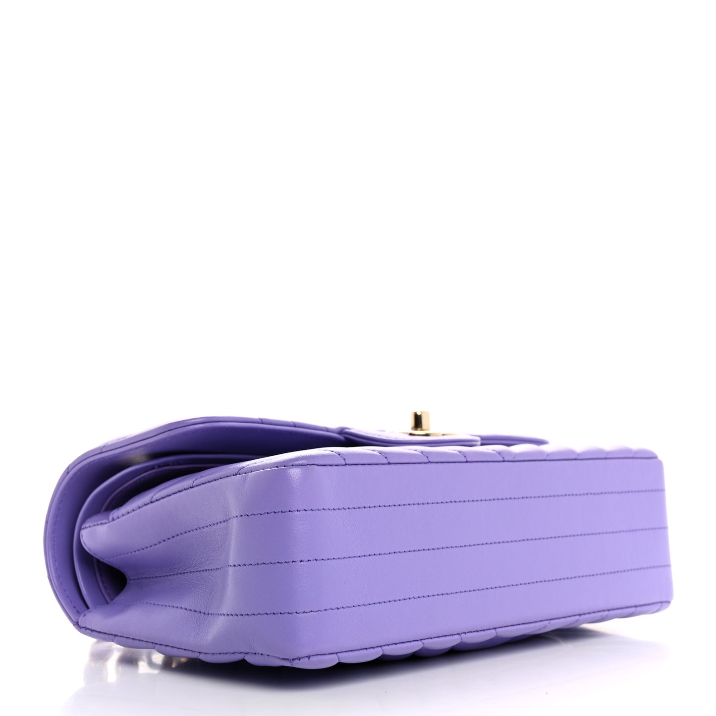 Lambskin Chevron Quilted Small Double Flap Purple