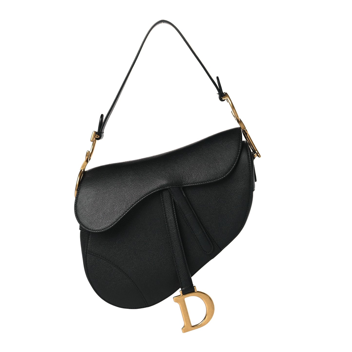 Grained Calfskin Saddle Bag Black