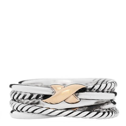 David Yurman Sterling Silver 18K Yellow Gold 6mm X Crossover Ring 54 6.75 1 of 5