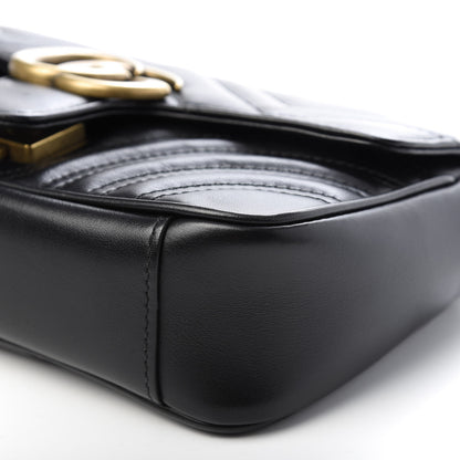 Gucci Calfskin Matelasse Mini GG Marmont Shoulder Bag Black 6 of 8