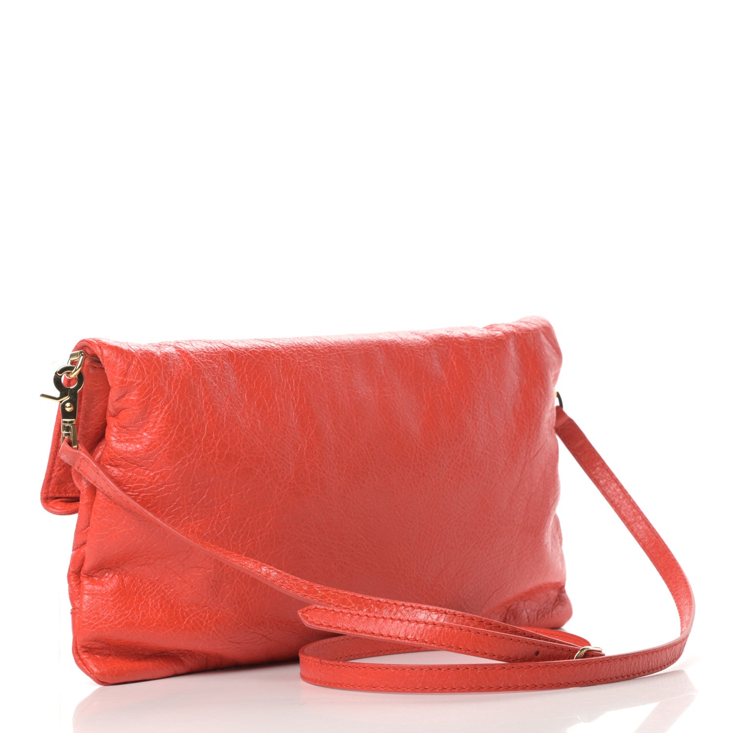 Balenciaga Agneau Giant 12 Gold Hardware Envelope Strap Clutch Rouge Coquelicot 3 of 11