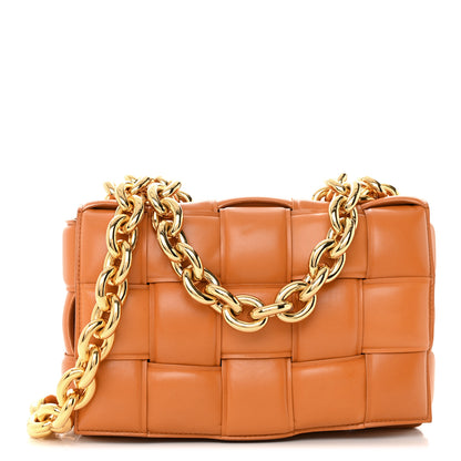 Bottega Veneta Lambskin Maxi Intreccio Padded Chain Cassette Crossbody Bag Caramel 1 of 12