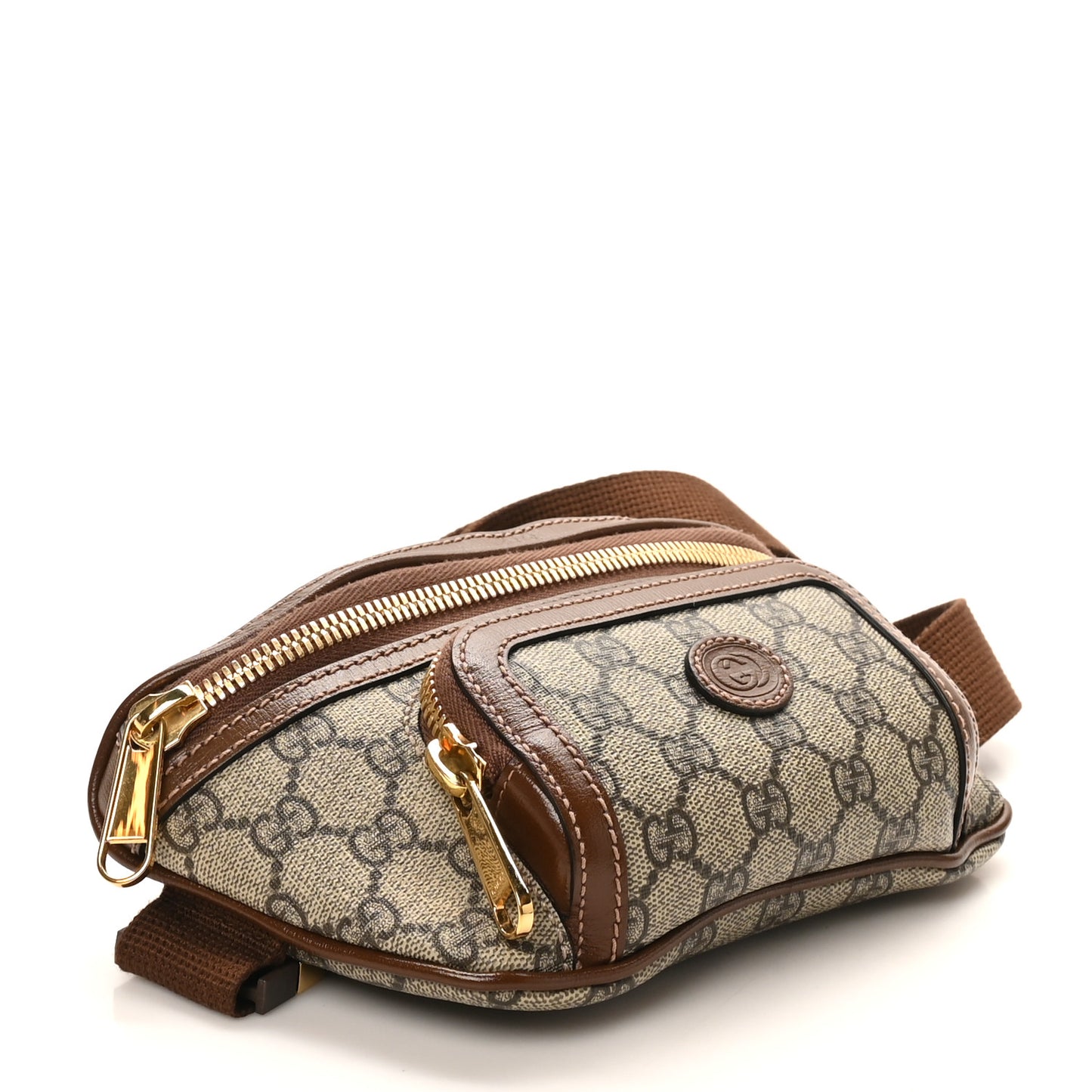 GG Supreme Monogram Textured Calfskin Retro Interlocking G Belt Bag Beige Ebony Brown Sugar