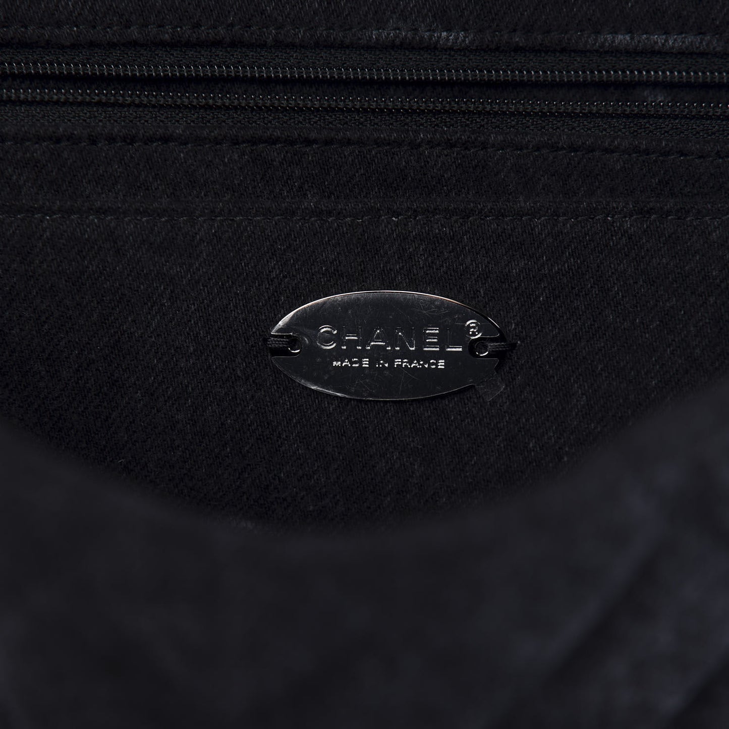 Denim Quilted CC Print Jumbo Single Flap Black