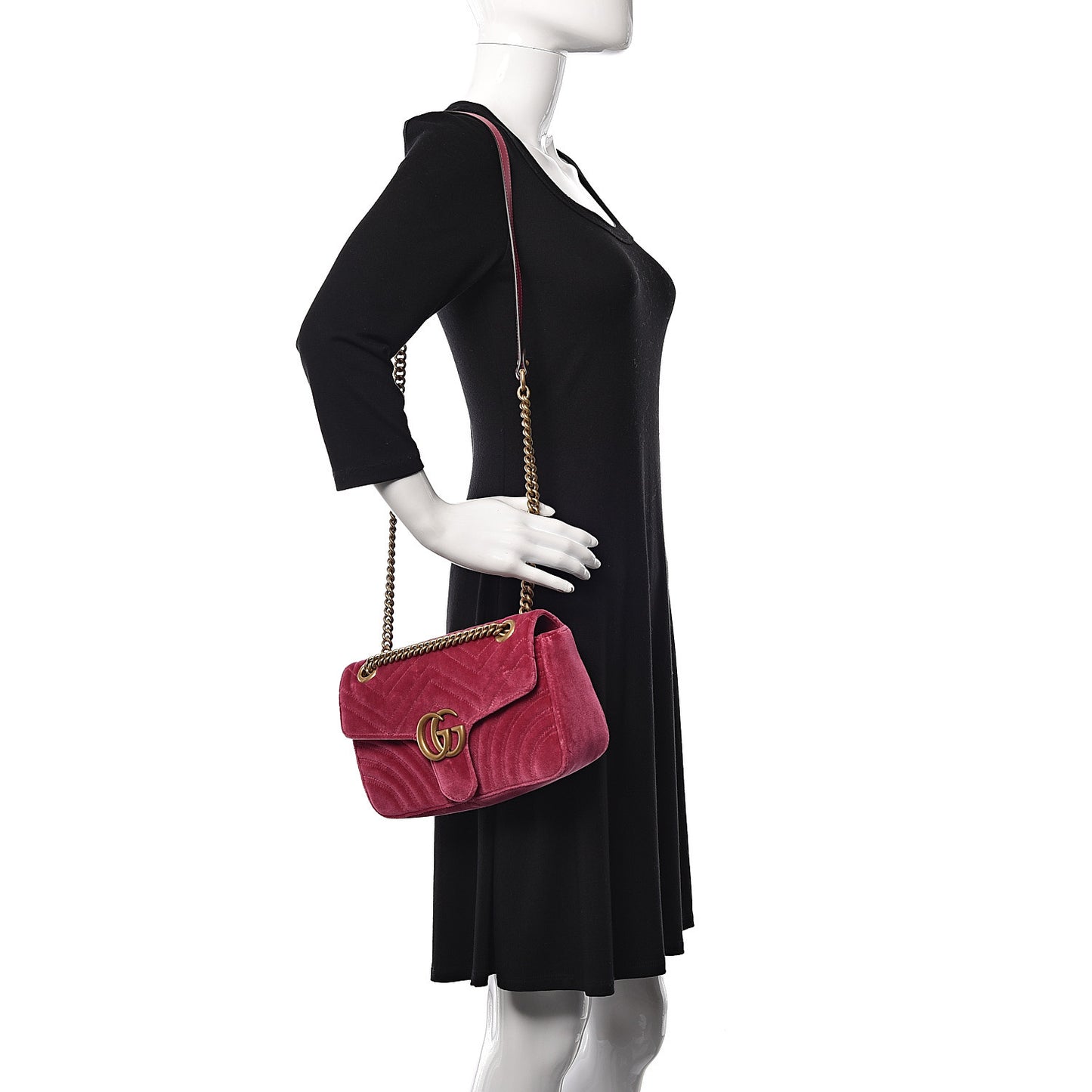 Velvet Matelasse Small GG Marmont Shoulder Bag Light Raspberry Rose