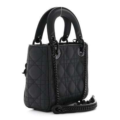 Christian Dior Ultra Matte Calfskin Cannage Mini Lady Dior Black 3 of 12