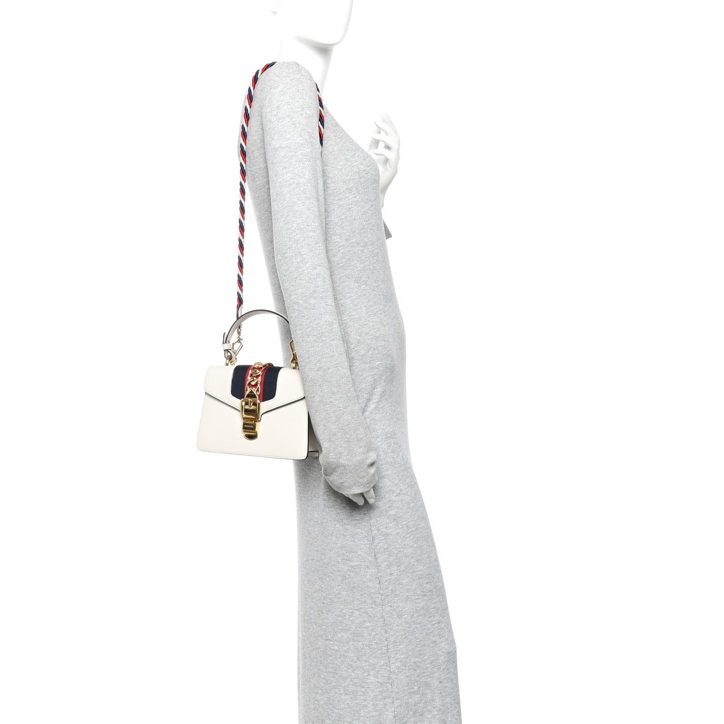 Calfskin Mini Sylvie Top Handle Bag White