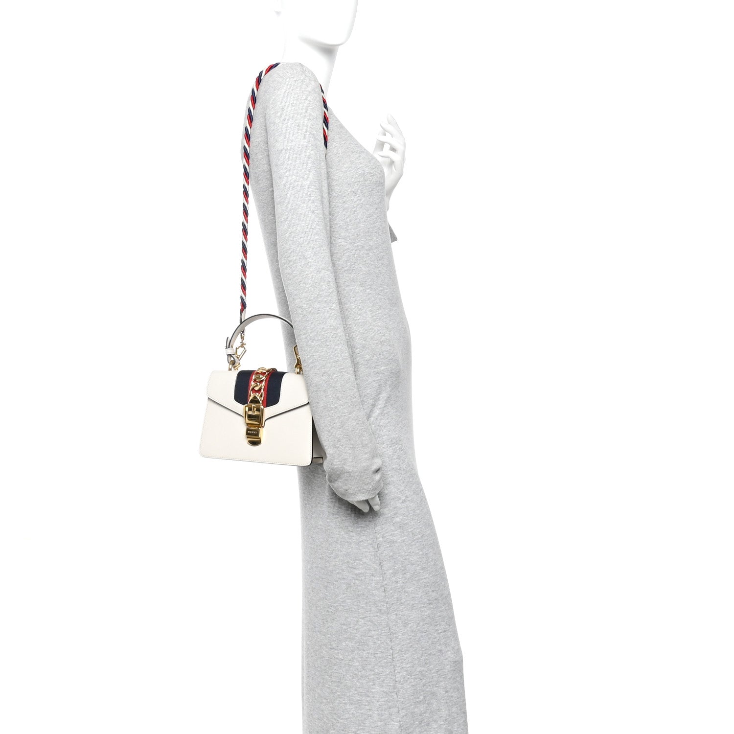 Gucci Calfskin Mini Sylvie Top Handle Bag White 2 of 10